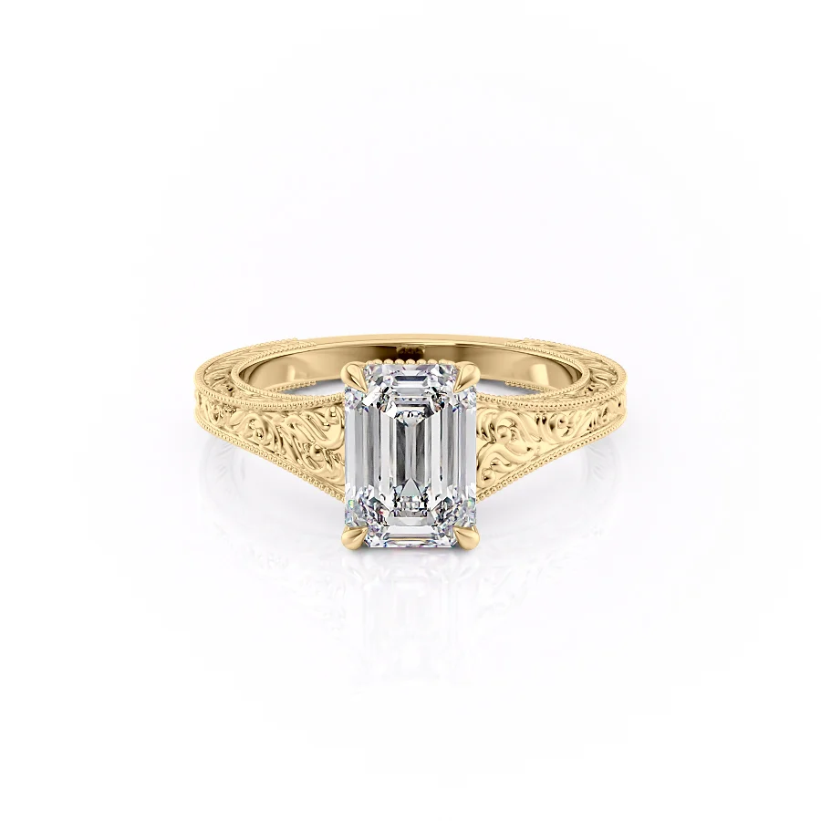 2 CT Emerald Cut Vintage Engagement Ring - Moissanite Diamond