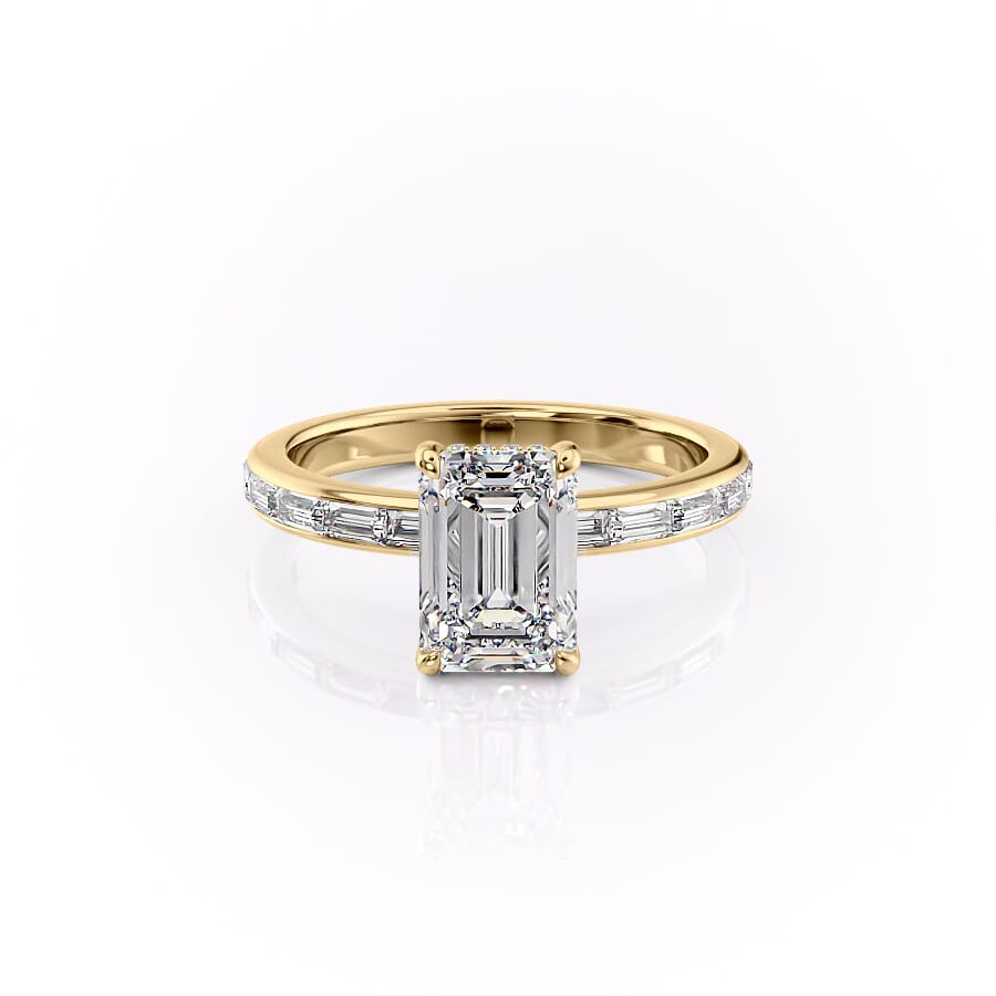 1 CT Emerald Cut Pave Engagement Ring - Moissanite Diamond