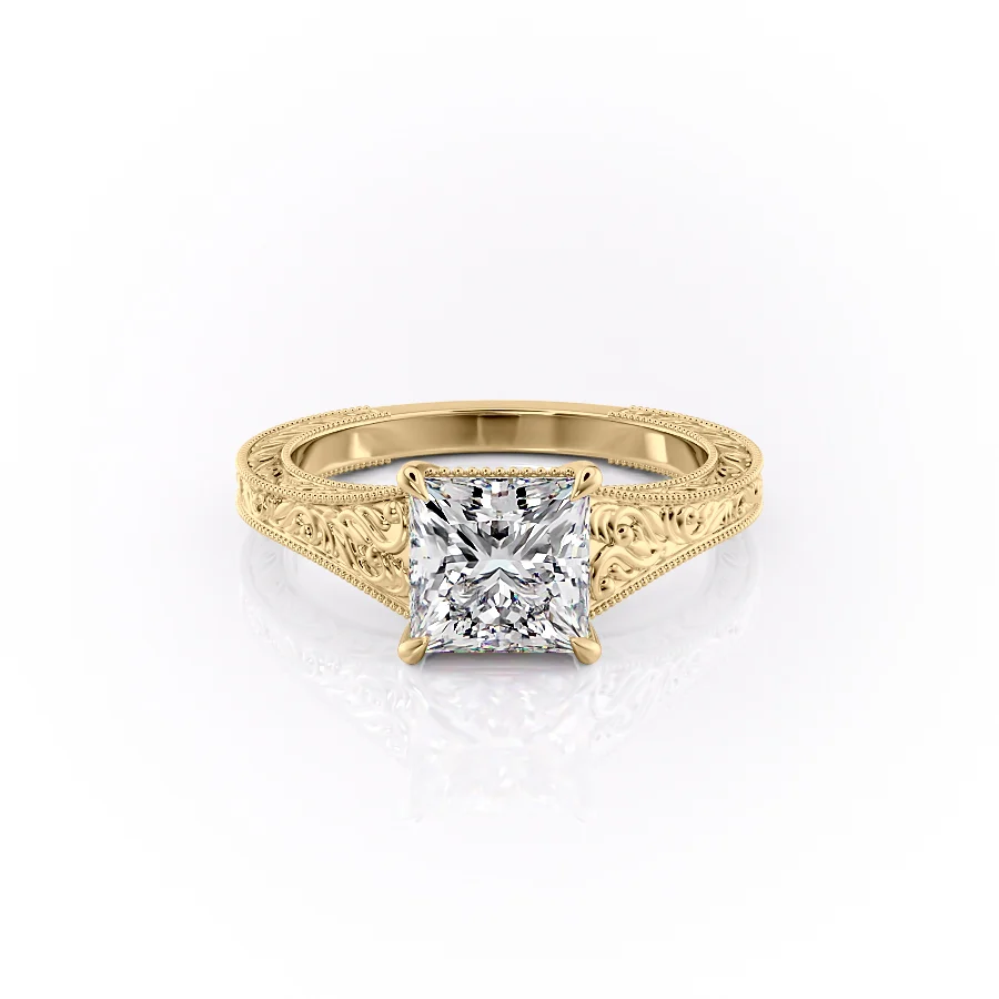 2 CT Princess Cut Vintage Engagement Ring - Moissanite Diamond