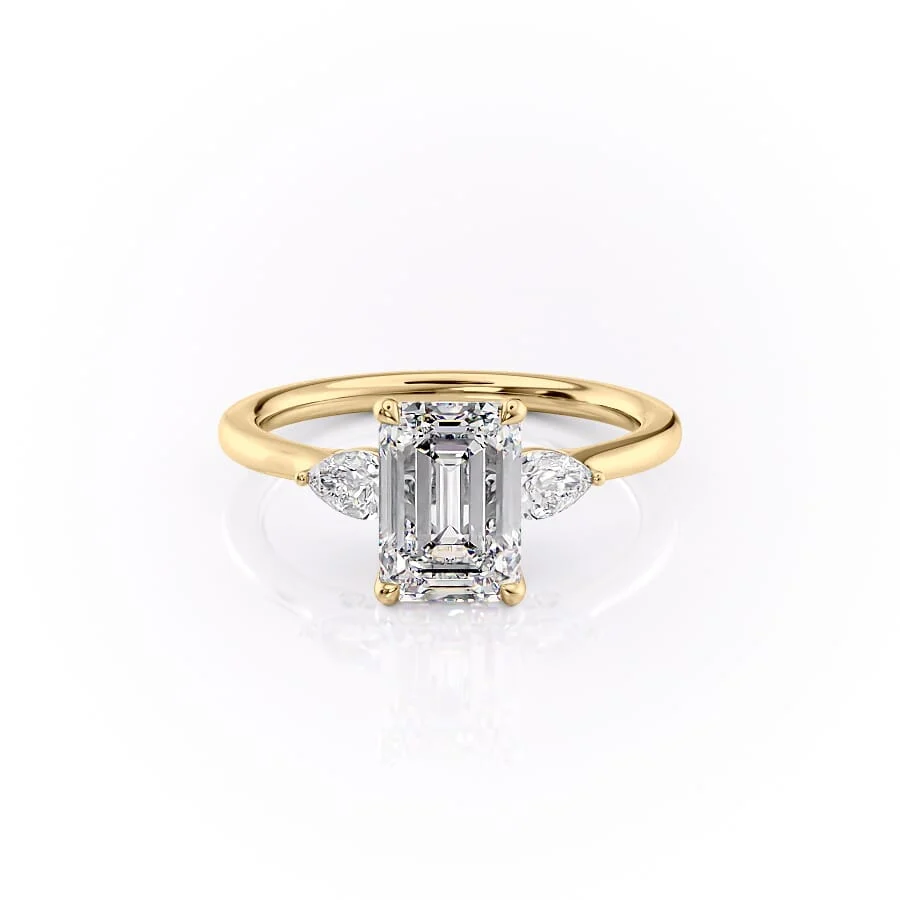 1 CT Emerald Cut Three Stone Engagement Ring - Moissanite Diamond