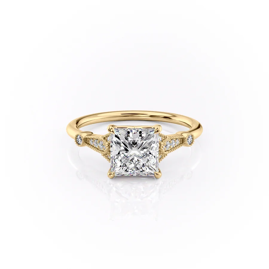 2 CT Princess Cut Vintage Engagement Ring - Moissanite Diamond