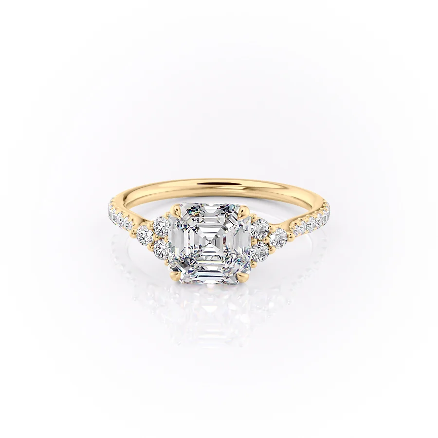 2 CT Asscher Cut Cluster Engagement Ring - Moissanite Diamond