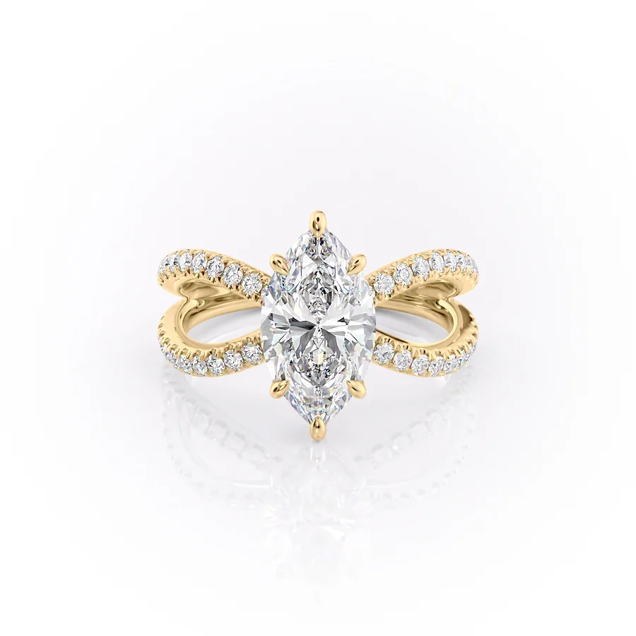 2 CT Marquise Cut Split Shank Engagement Ring - Moissanite Diamond