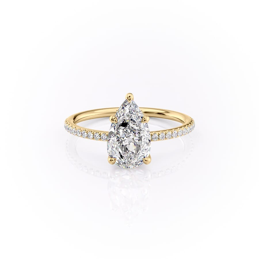 2 CT Pear Cut Pave Engagement Ring - Moissanite Diamond
