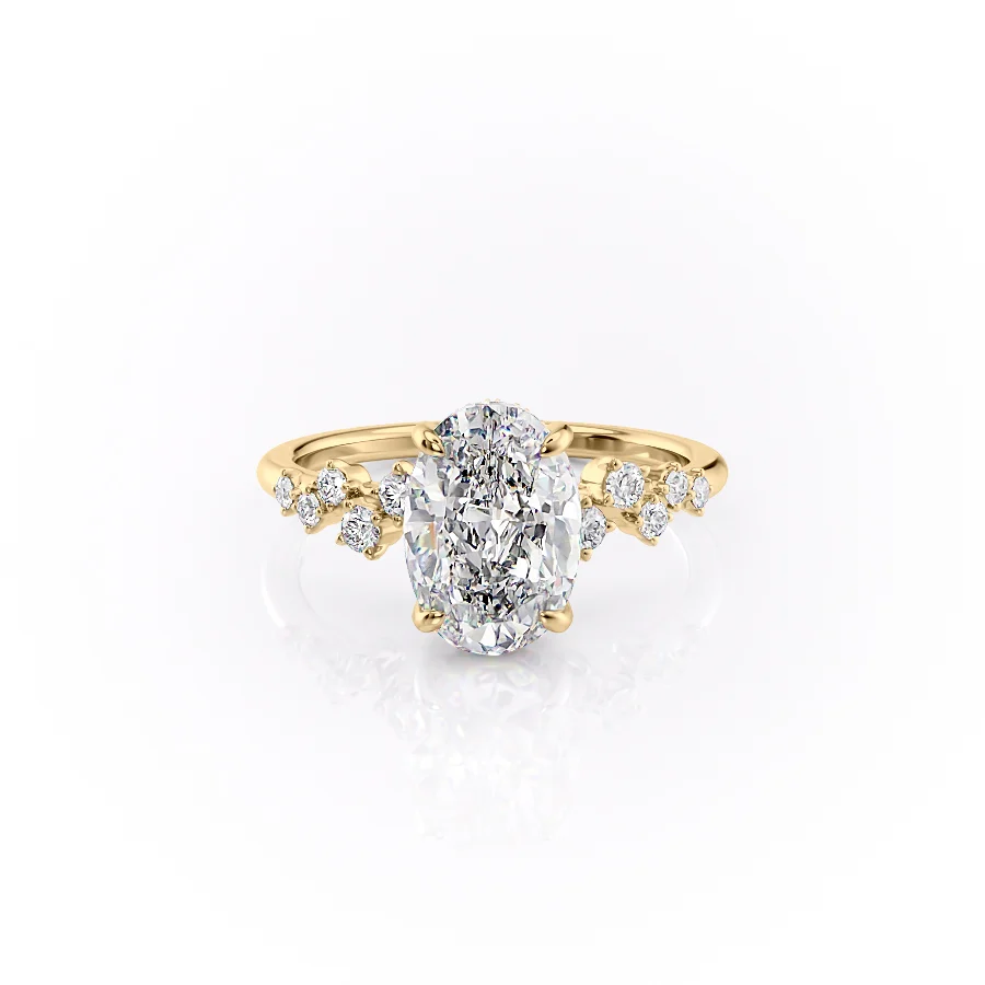 2 CT Oval Cut Cluster Engagement Ring - Moissanite Diamond