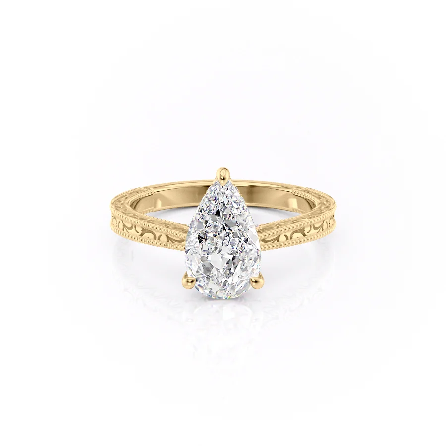 2 CT Pear Cut Vintage Engagement Ring - Moissanite Diamond