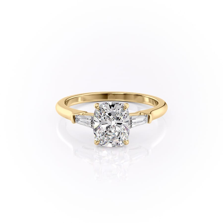 1 CT Elongated Cushion Three Stone Engagement Ring - Moissanite Diamond