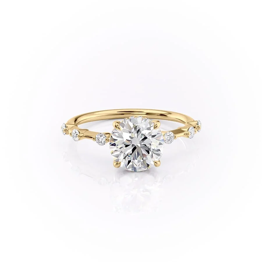 1 CT Round Cut Hidden Halo Petite Pave Engagement Ring - Moissanite Diamond