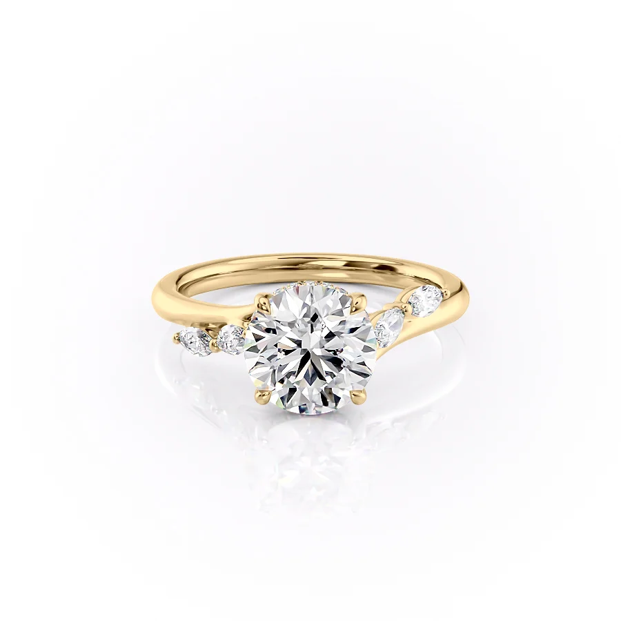 2 CT Round Cut Sweeping Engagement Ring - Moissanite Diamond