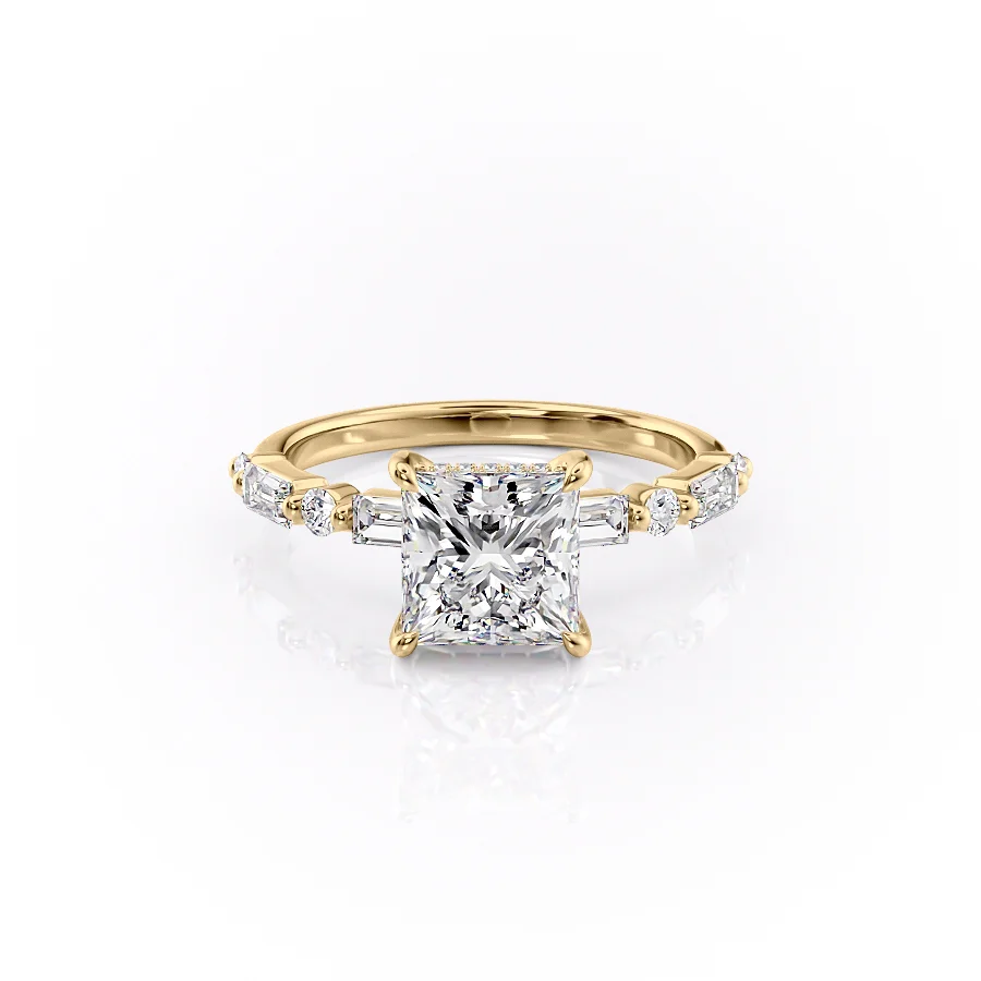 2 CT Princess Cut Pave Engagement Ring - Moissanite Diamond