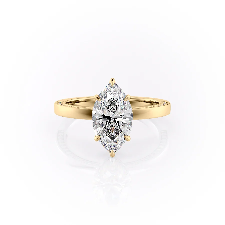 2 CT Marquise Cut Hidden Pave Engagement Ring - Moissanite Diamond