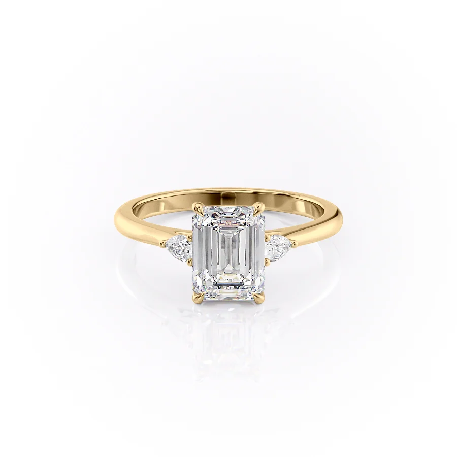 1 CT Emerald Cut Three Stone Engagement Ring - Moissanite Diamond
