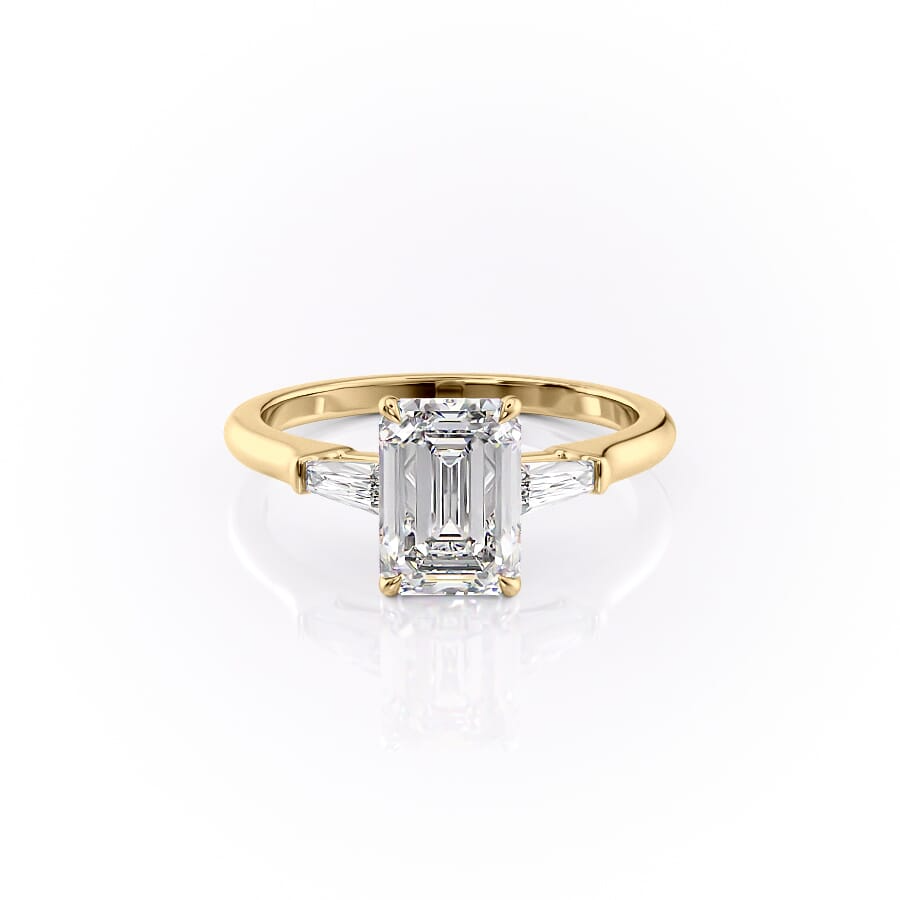 1 CT Emerald Cut Trilogy Engagement Ring - Moissanite Diamond