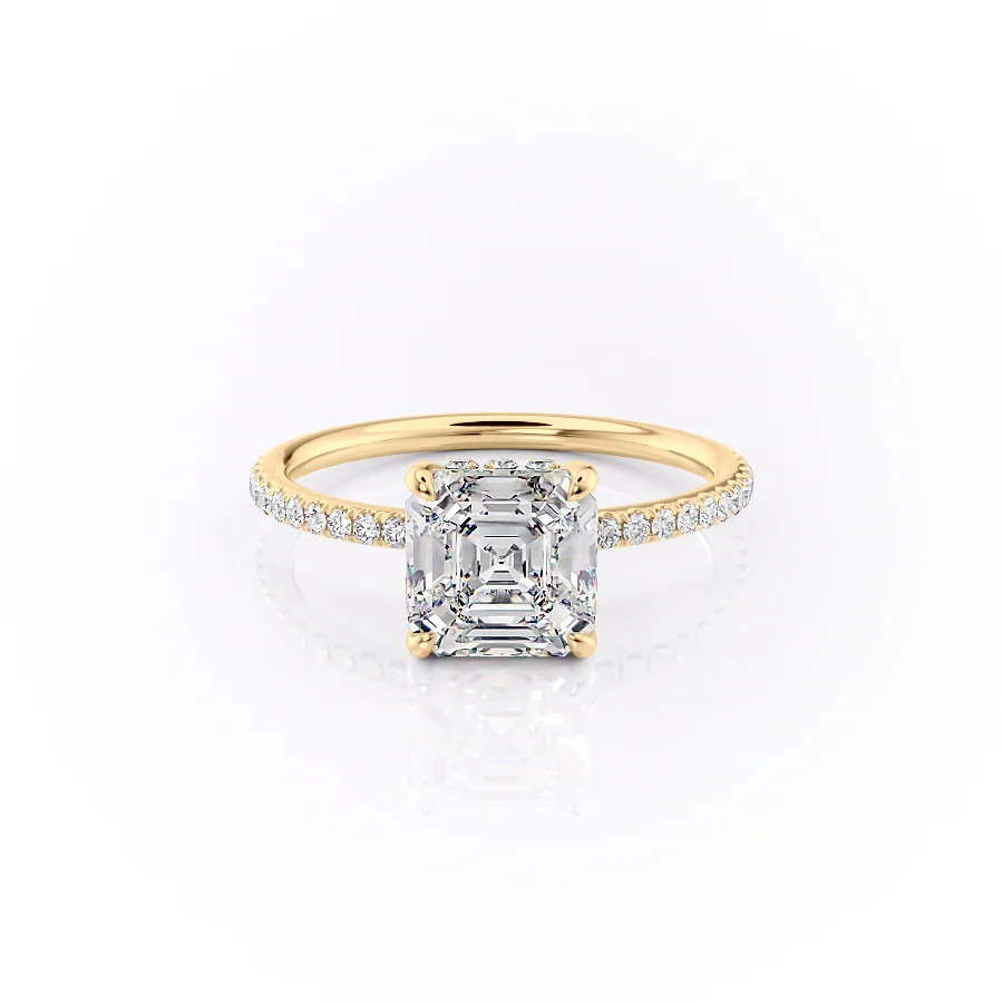 2 CT Asscher Cut Pave Engagement Ring - Moissanite Diamond