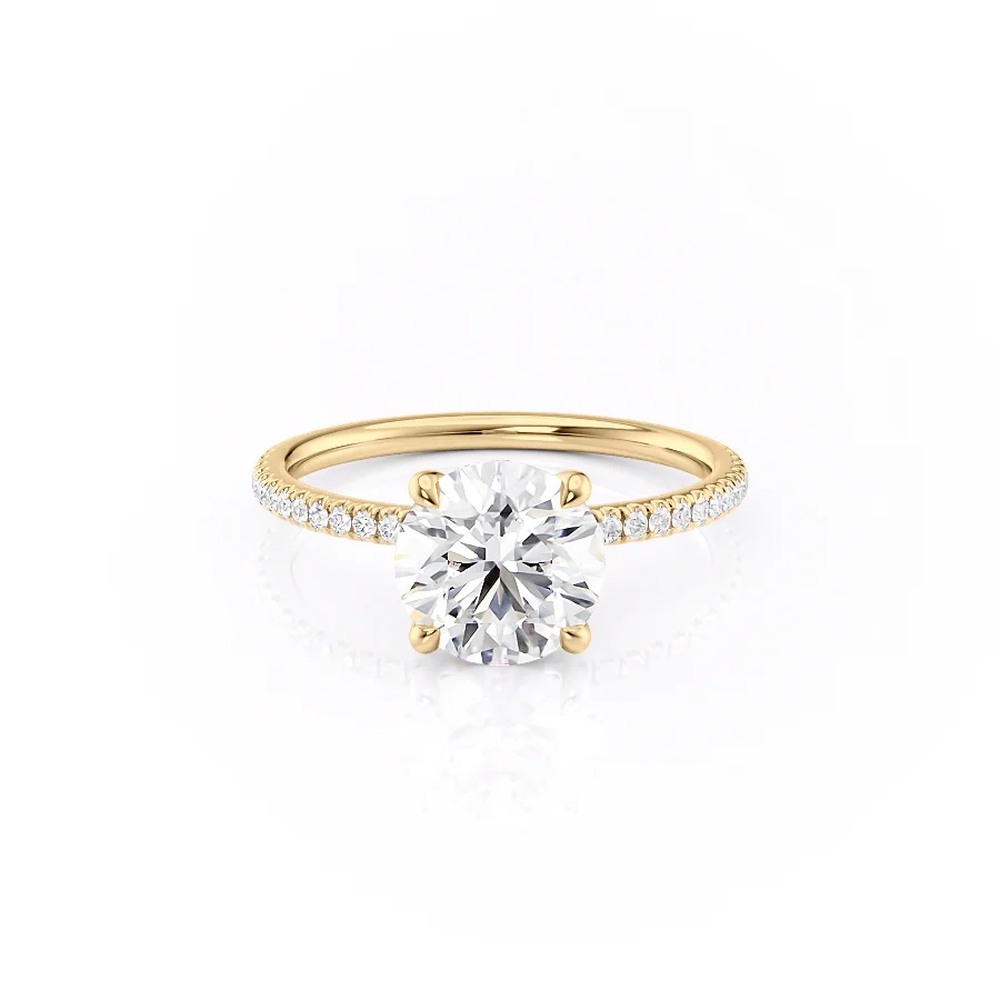 1 CT Round Brilliant Cut Pave Engagement Ring - Moissanite Diamond