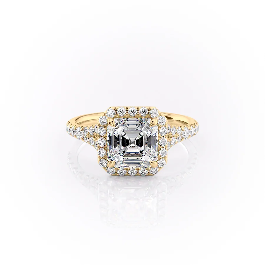 2 CT Asscher Cut Split Shank Engagement Ring - Moissanite Diamond