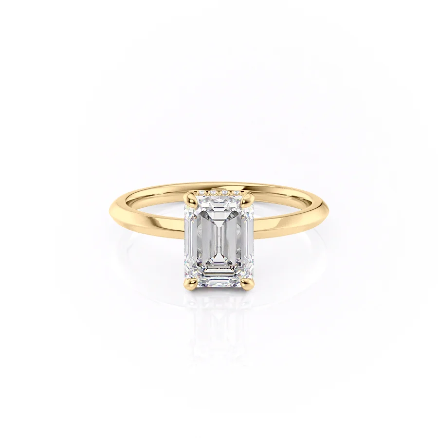 1 CT Emerald Cut Hidden Halo Engagement Ring - Moissanite Diamond