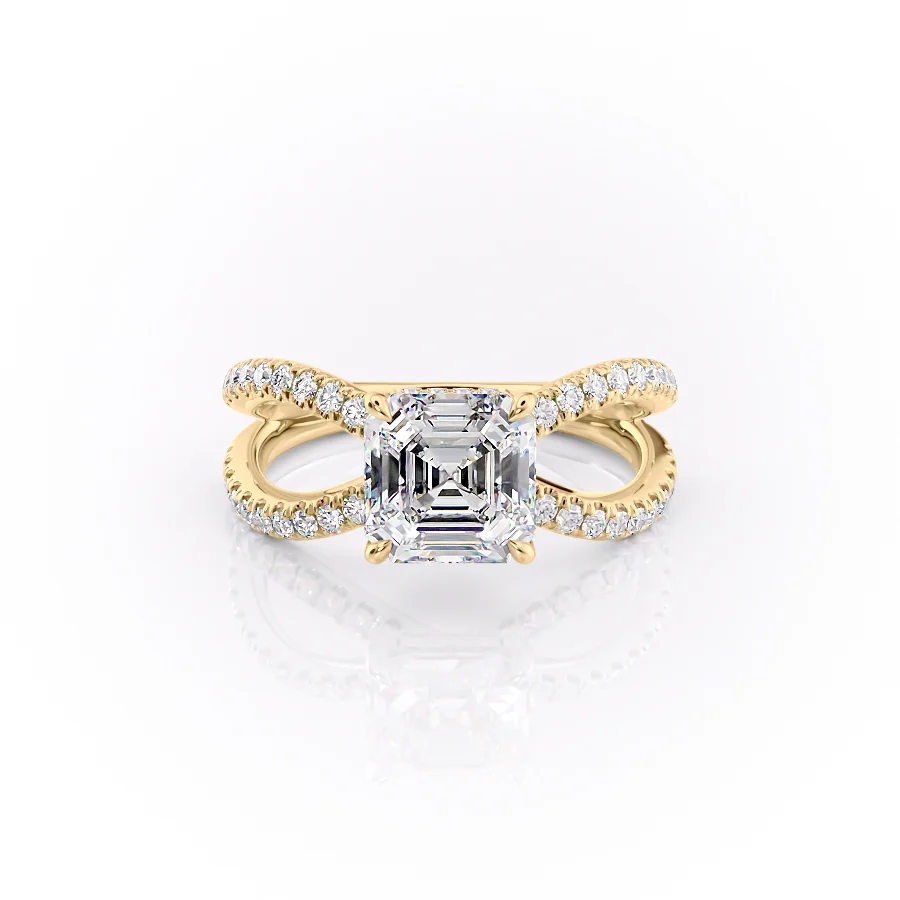2 CT Asscher Cut Split Shank Engagement Ring - Moissanite Diamond