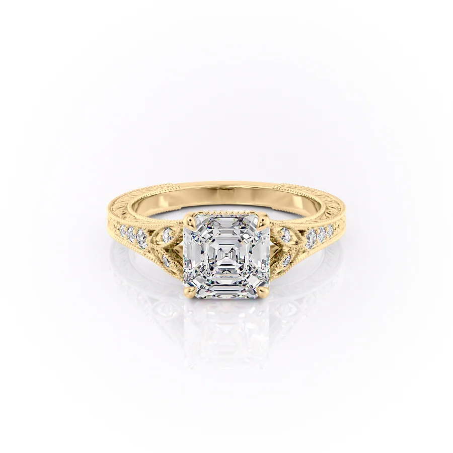 2 CT Asscher Cut Split Shank Vintage Engagement Ring - Moissanite Diamond