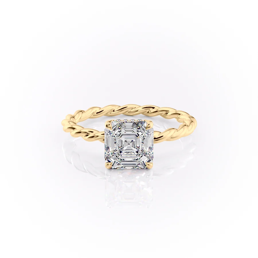 2 CT Asscher Cut Thread Engagement Ring - Moissanite Diamond