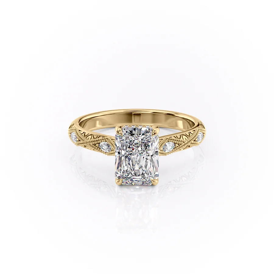 1 CT Radiant Cut Vintage Engagement Ring - Moissanite Diamond