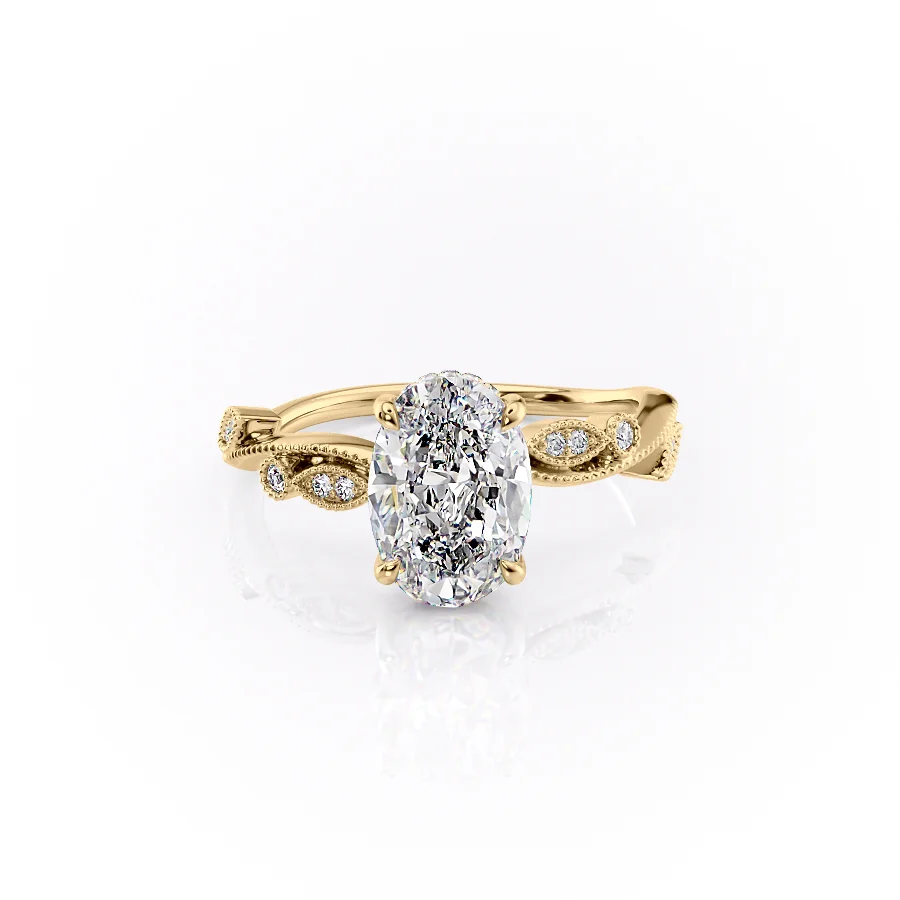 2 CT Oval Cut Mligrain Engagement Ring - Moissanite Diamond