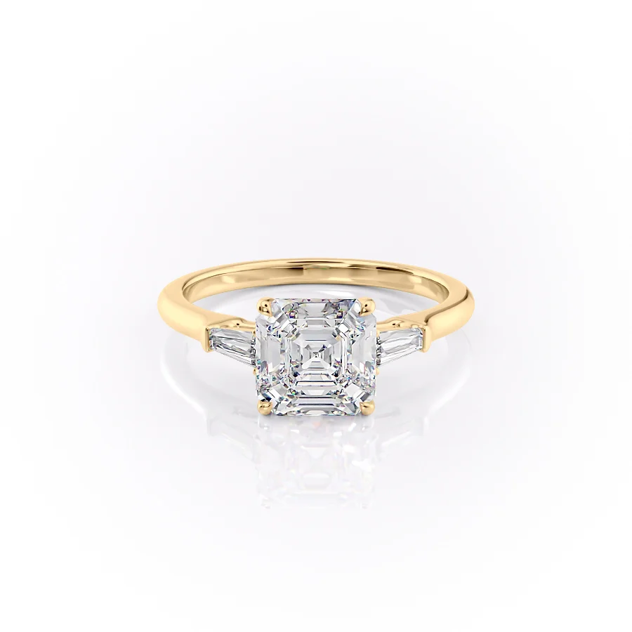 2 CT Asscher Cut Three Stone Engagement Ring - Moissanite Diamond