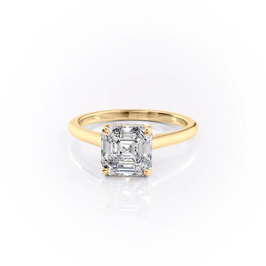 2 CT Asscher Cut Solitaire Engagement Ring - Moissanite Diamond
