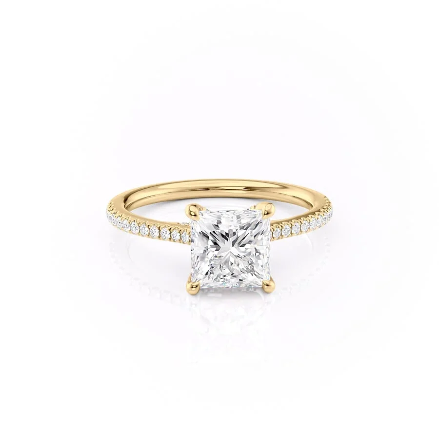 2 CT Princess Cut Pave Engagement Ring - Moissanite Diamond