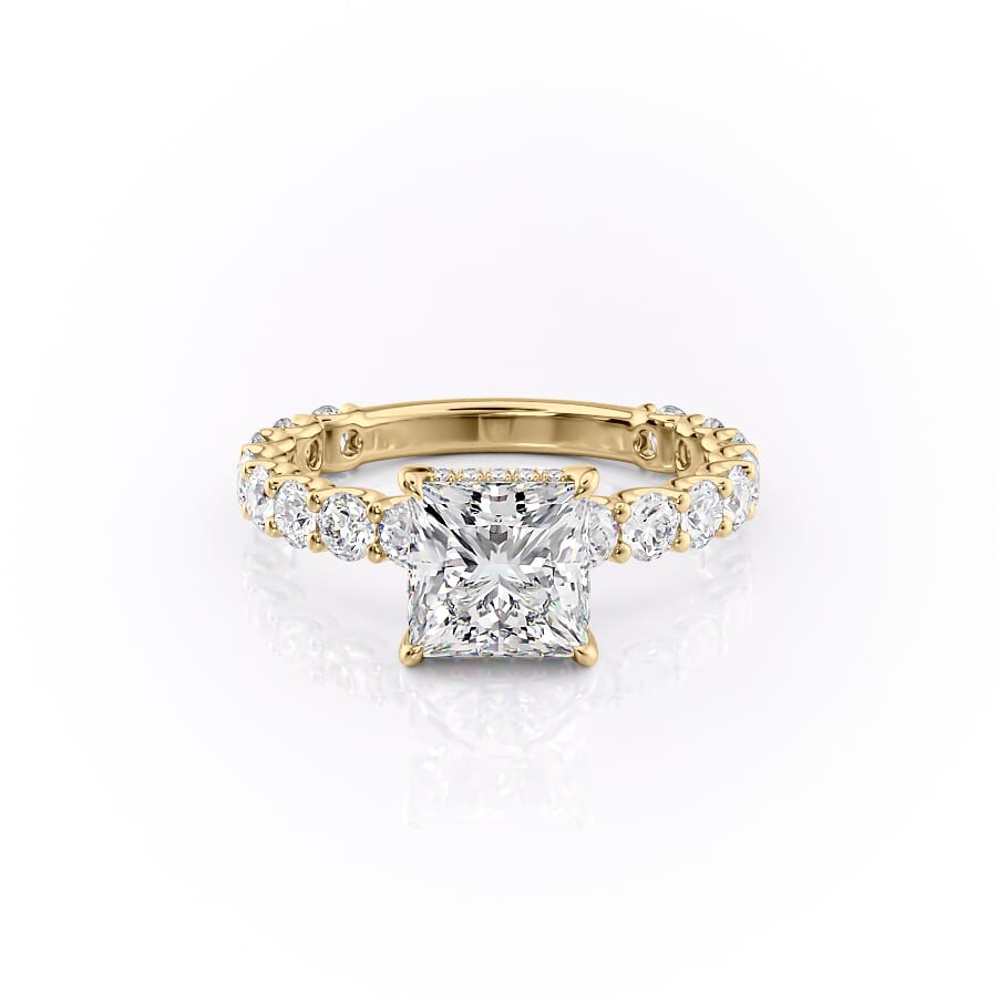 2 CT Princess Cut Pave Engagement Ring - Moissanite Diamond