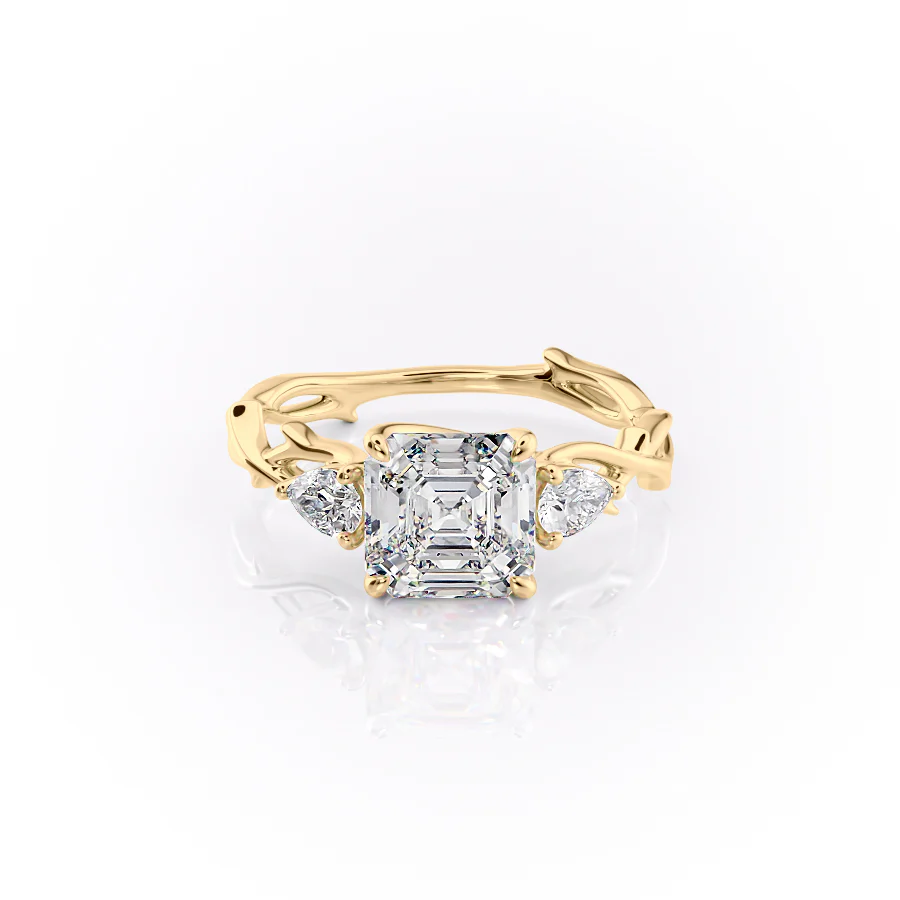 2 CT Asscher Cut Nature Inspired Engagement Ring - Moissanite Diamond