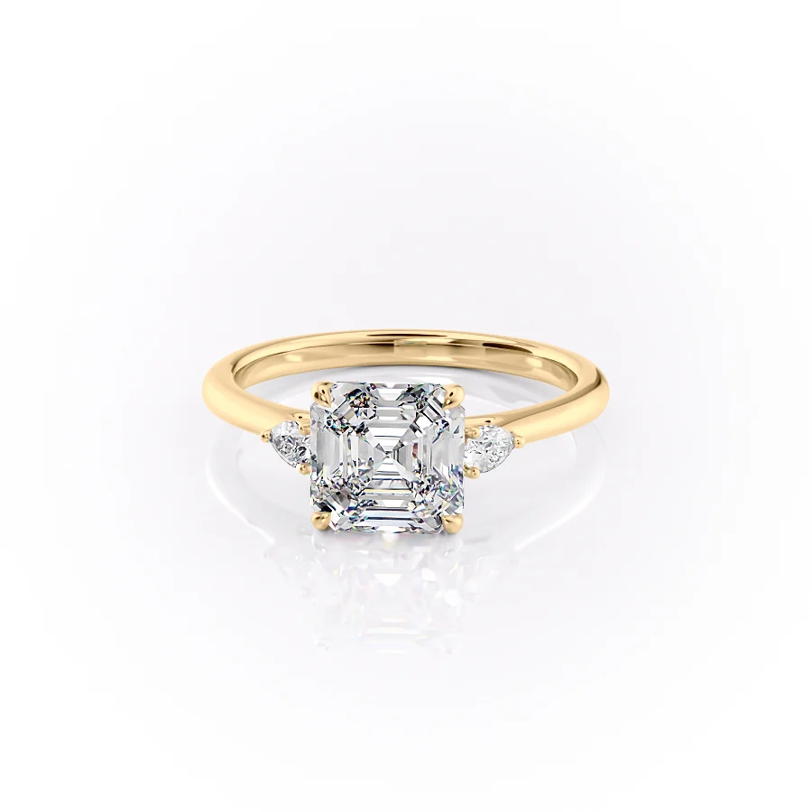 2 CT Asscher Cut Three Stone Engagement Ring - Moissanite Diamond