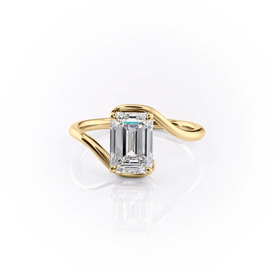 1 CT Emerald Cut Bypass Engagement Ring - Moissanite Diamond