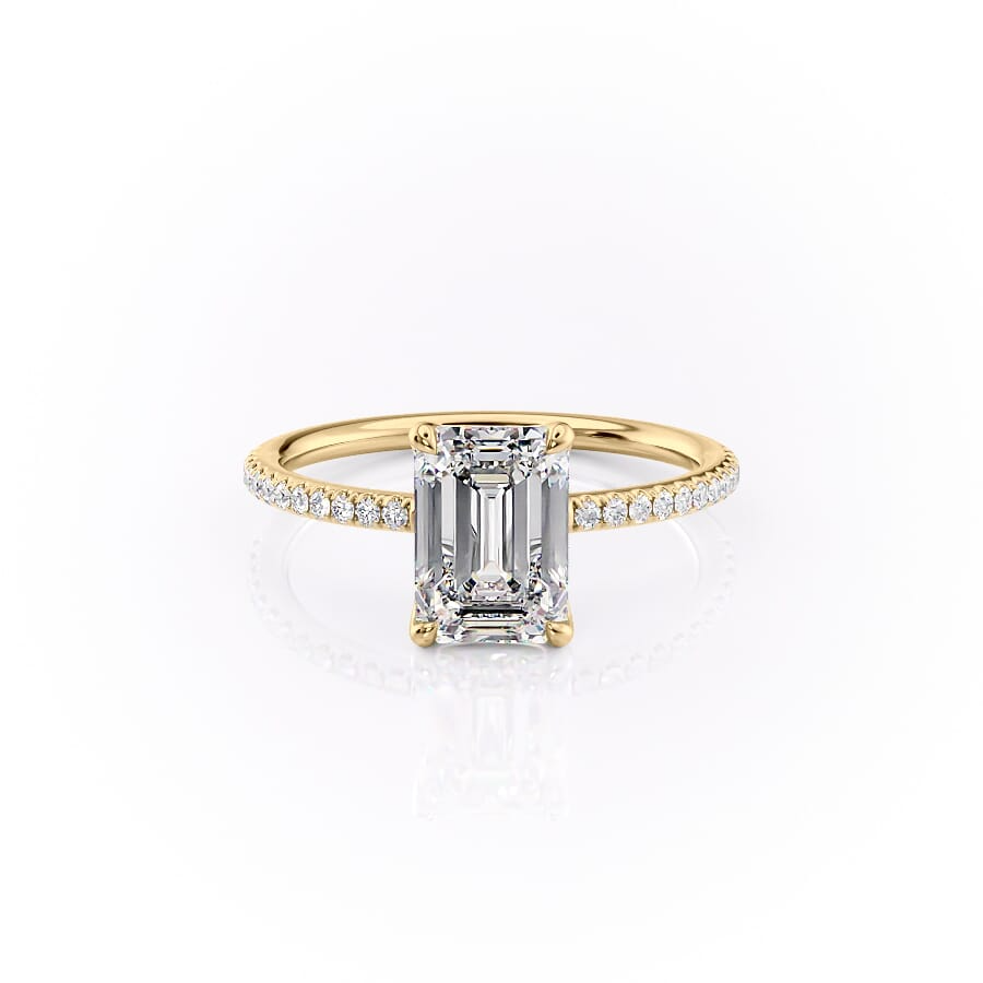 1 CT Emerald Cut Pave Engagement Ring - Moissanite Diamond