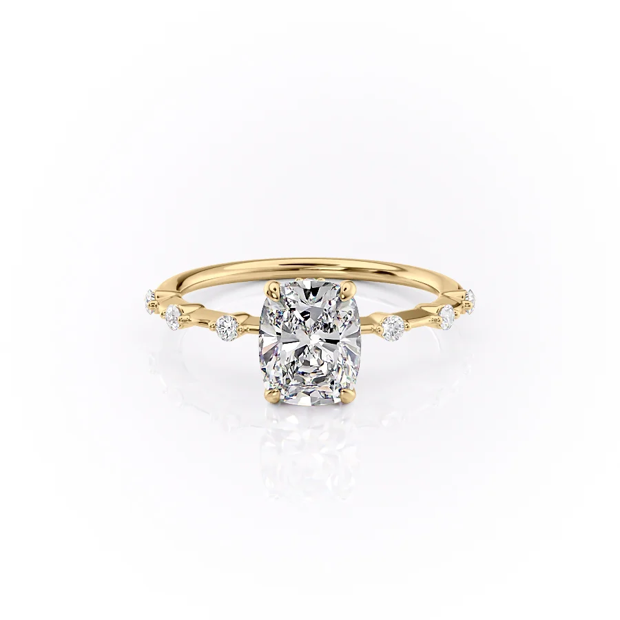 1 CT Elongated Cushion Cut Petite Pave Engagement Ring - Moissanite Diamond