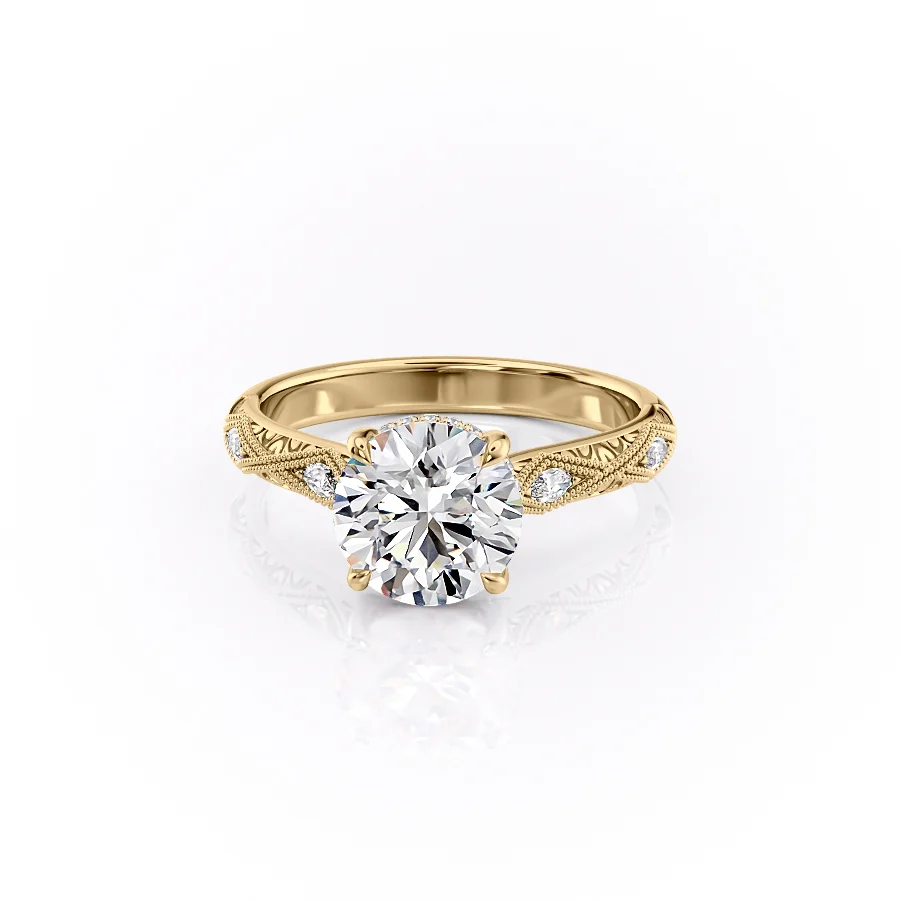 2 CT Round Cut Vintage  Engagement Ring - Moissanite Diamond