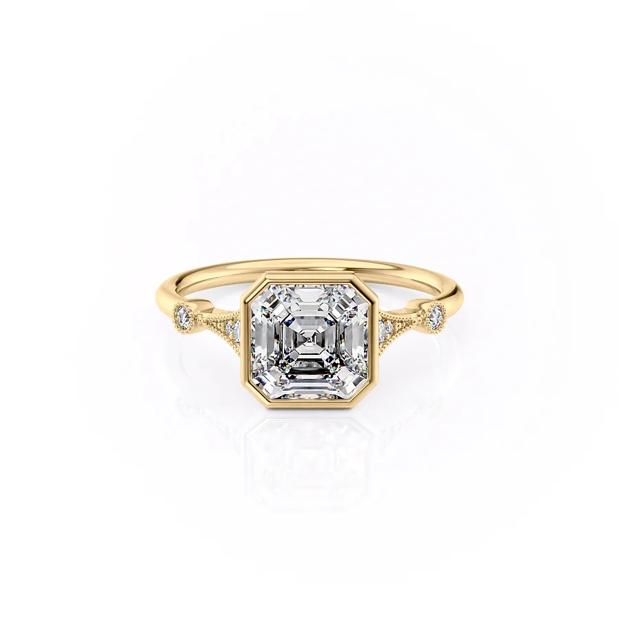 2 CT Asscher Cut Milgrain Engagement Ring - Moissanite Diamond