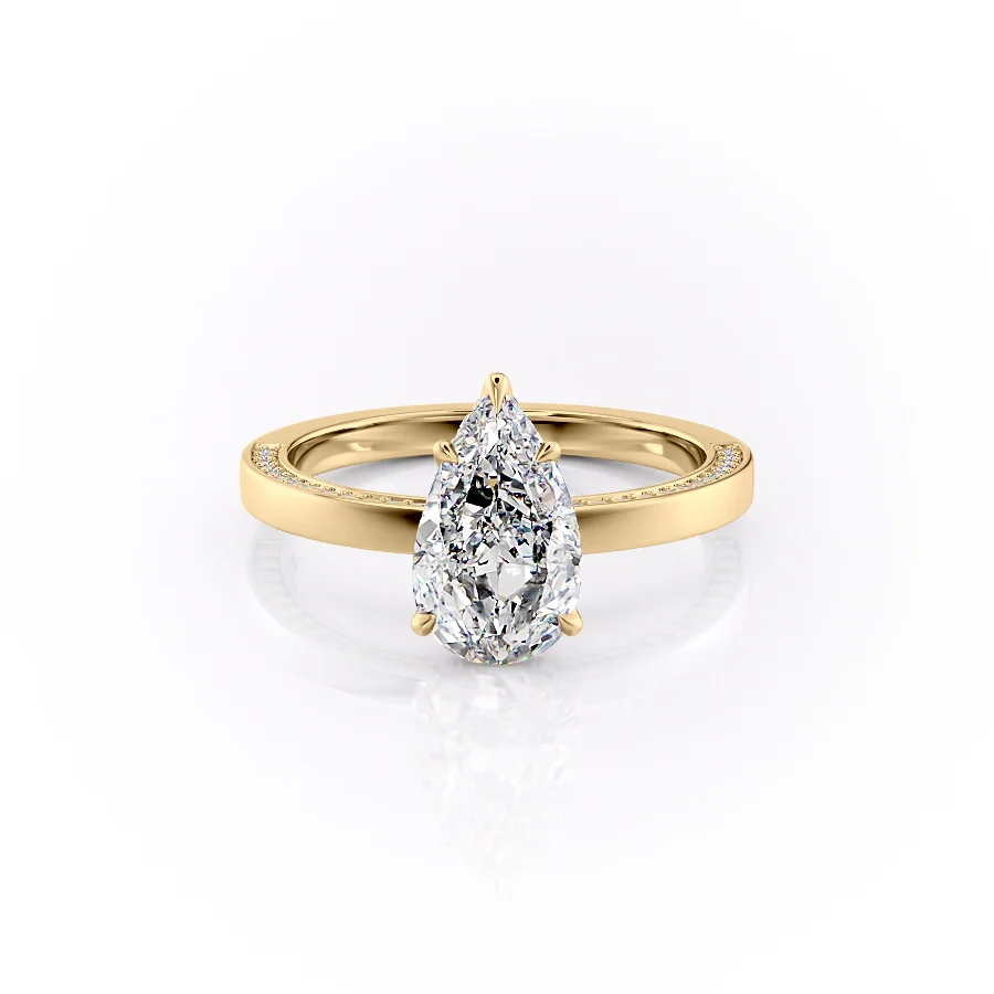 2 CT Pear Cut Hidden Halo Engagement Ring - Moissanite Diamond