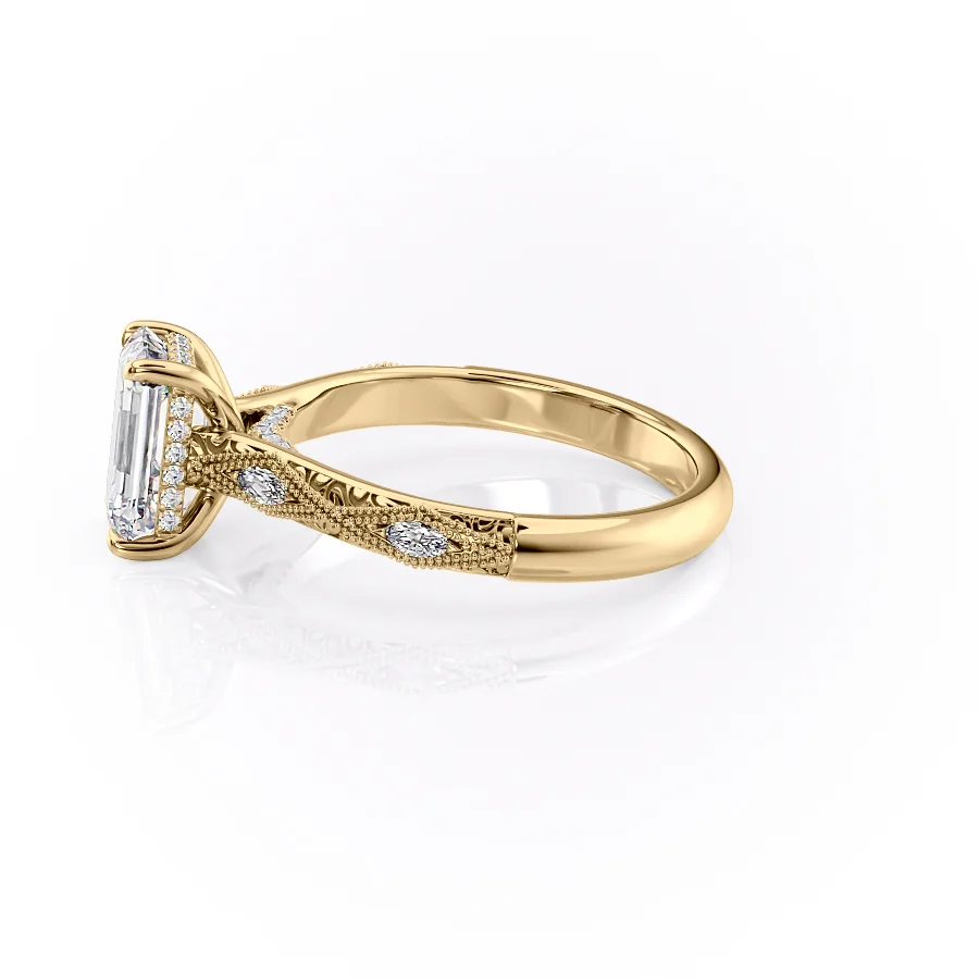 1 CT Emerald Cut Vintage Engagement Ring - Moissanite Diamond