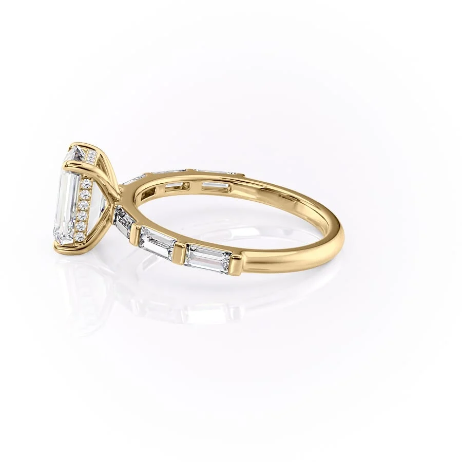 1 CT Emerald Cut Pave Engagement Ring - Moissanite Diamond