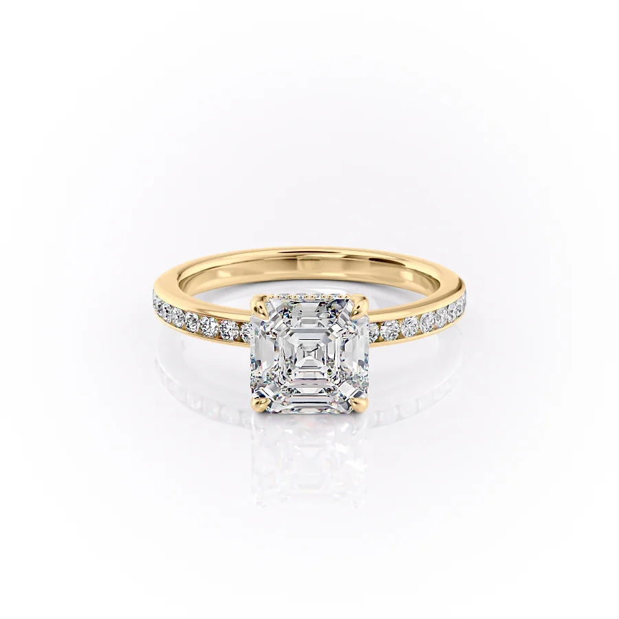 2 CT Asscher Cut Channel Setting Engagement Ring - Moissanite Diamond