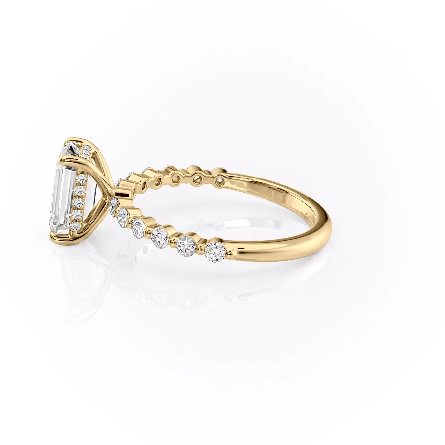 1 CT Emerald Cut Hidden Pave Engagement Ring - Moissanite Diamond