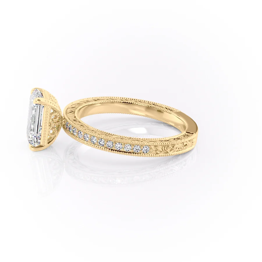 1 CT Emerald Cut Cathedral Engagement Ring - Moissanite Diamond