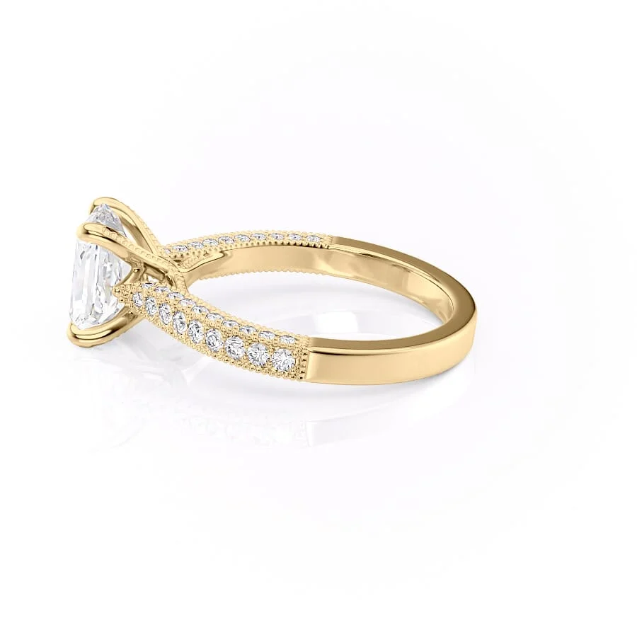 1 CT Radiant Cut Three Side Pave Engagement Ring - Moissanite Diamond