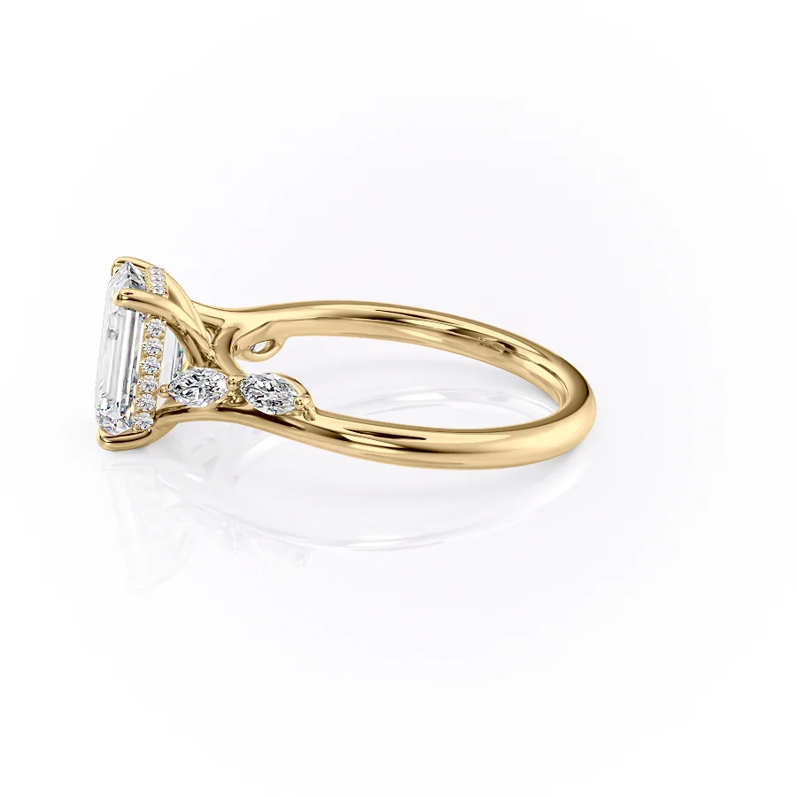 1 CT Emerald Cut Sweeping Engagement Ring - Moissanite Diamond