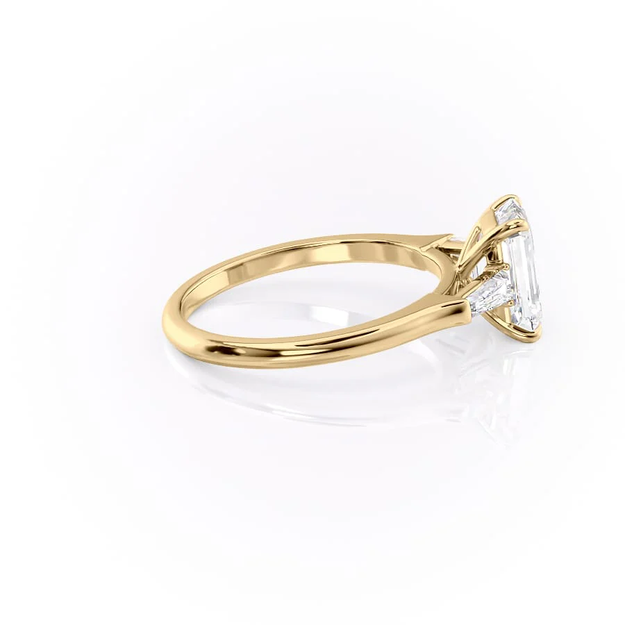 1 CT Emerald Cut Trilogy Engagement Ring - Moissanite Diamond