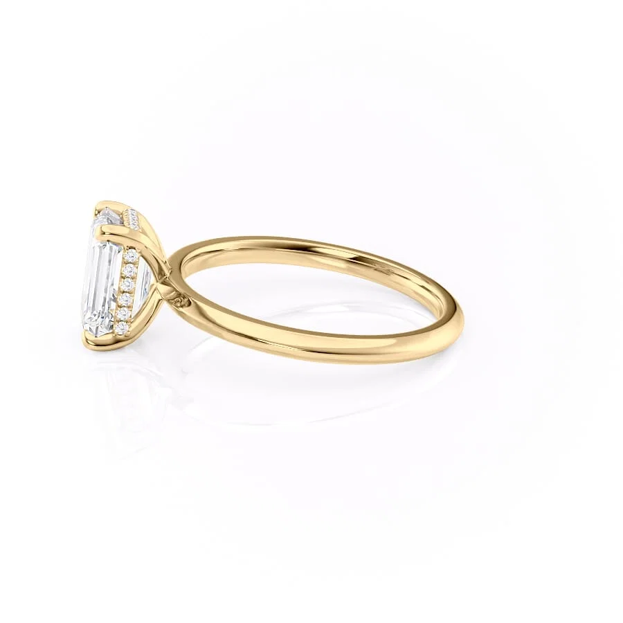 1 CT Emerald Cut Hidden Halo Engagement Ring - Moissanite Diamond