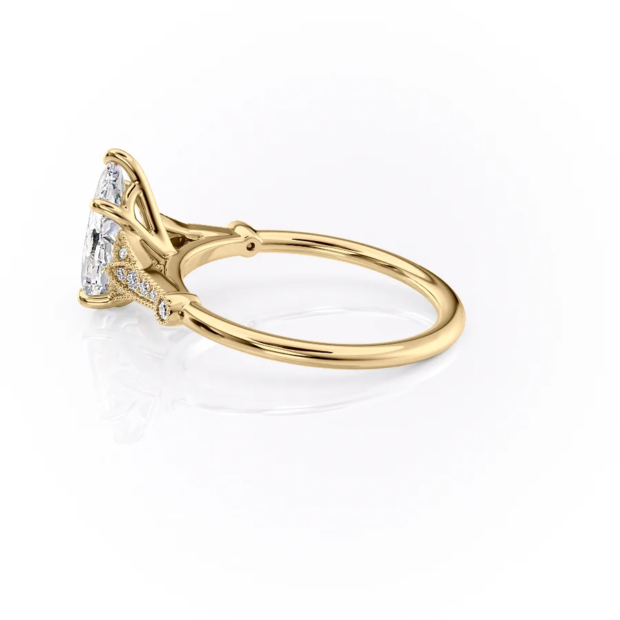2 CT Pear Cut Milgrain Engagement Ring - Moissanite Diamond