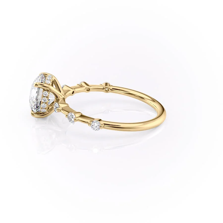 1 CT Round Cut Hidden Halo Petite Pave Engagement Ring - Moissanite Diamond