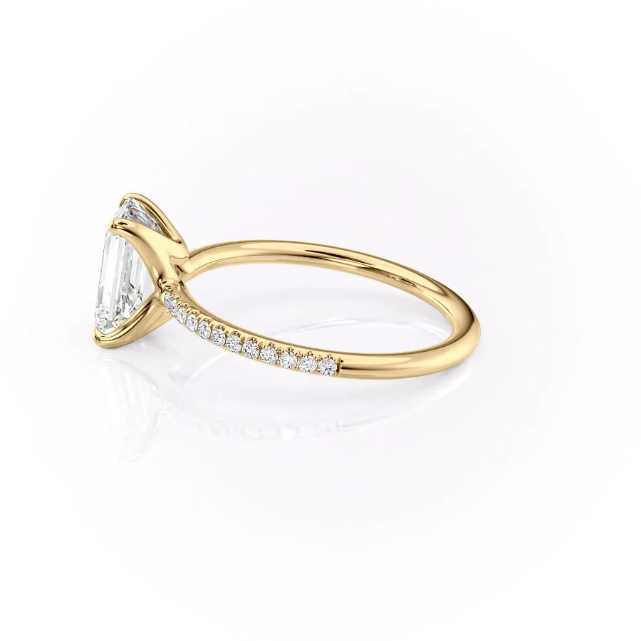 1 CT Emerald Cut Pave Engagement Ring - Moissanite Diamond